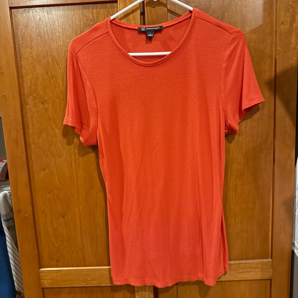 INC International Concepts Red Short Sleeve Top